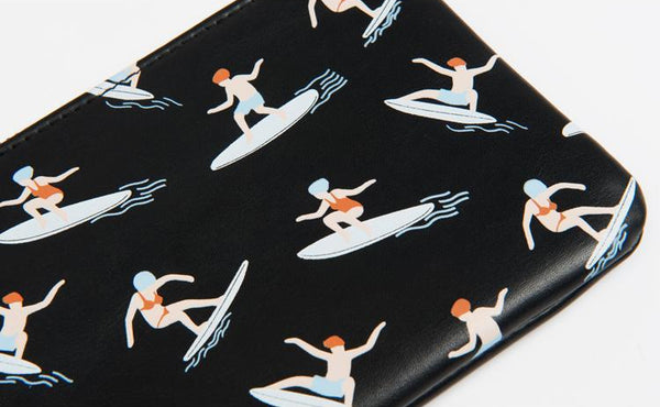 Fun At The Sea [Surfing] Flat Case Pouch By Kiitos Life