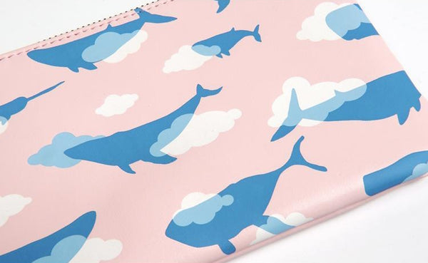 Fun At The Sea Whale Pink Flat Case Pouch By Kiitos Life