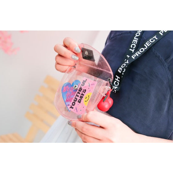 Secret Sparkle Jelly [Pink] Semi Circle Transparent Wallet By Milkjoy