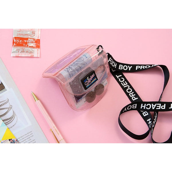 Secret Sparkle Jelly [Pink] Semi Circle Transparent Wallet By Milkjoy