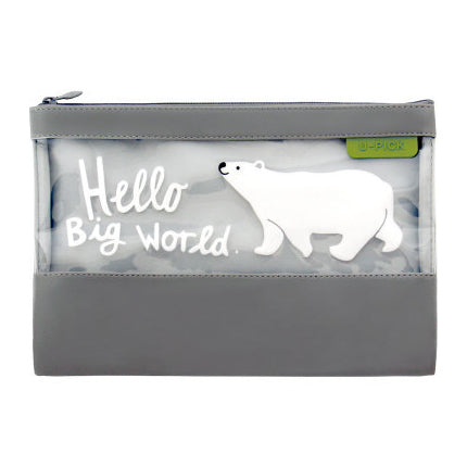 Semi Transparent Polar Bear Flat Pouch By U-Pick