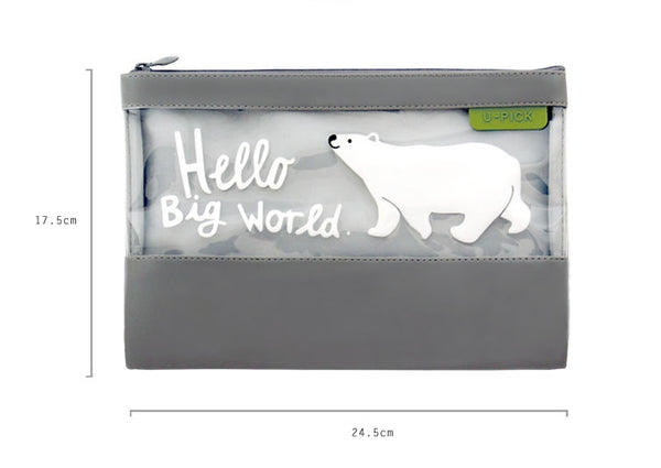 Semi Transparent [Polar Bear] Flat Pouch By U-Pick