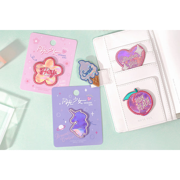 Shining Girl [Hey Flower] Embroidered Sticker & Iron-On Patch