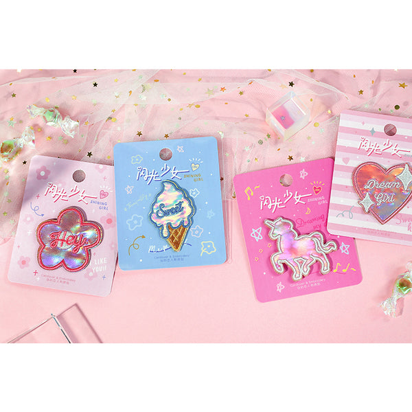 Shining Girl [Hey Flower] Embroidered Sticker & Iron-On Patch