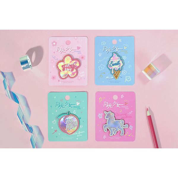 Shining Girl [Hey Flower] Embroidered Sticker & Iron-On Patch