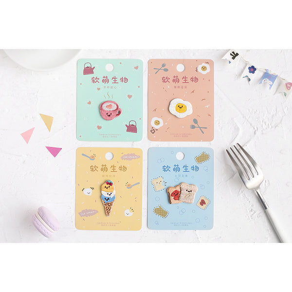 Smiley Food [Ice Cream] Embroidered Sticker Patch
