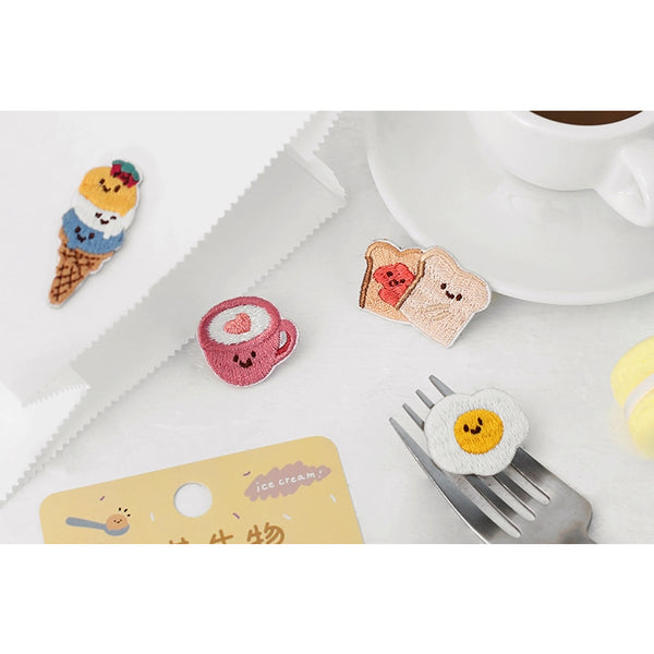 Smiley Food [Ice Cream] Embroidered Sticker Patch