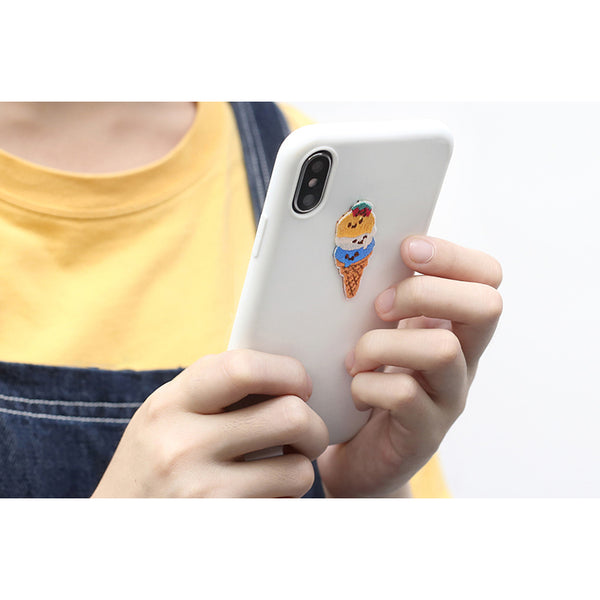 Smiley Food [Ice Cream] Embroidered Sticker Patch