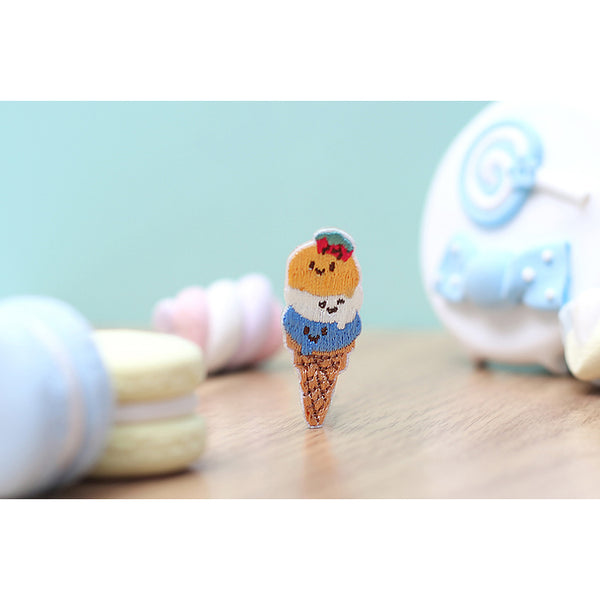 Smiley Food [Ice Cream] Embroidered Sticker Patch