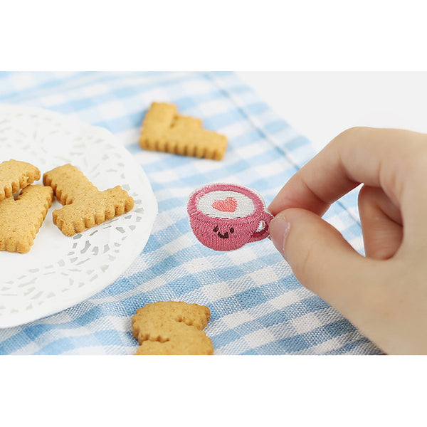 Smiley Food [Cappuccino] Embroidered Sticker Patch