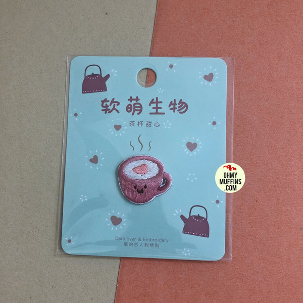Smiley Food Cappuccino Embroidered Sticker Patch