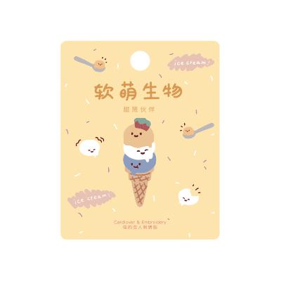 Smiley Food Ice Cream Embroidered Sticker Patch