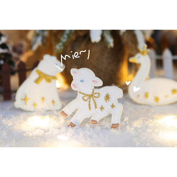 Snowy Night [Sheep] Embroidered Sticker & Iron-On Patch