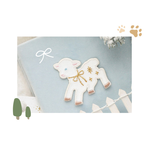 Snowy Night [Sheep] Embroidered Sticker & Iron-On Patch