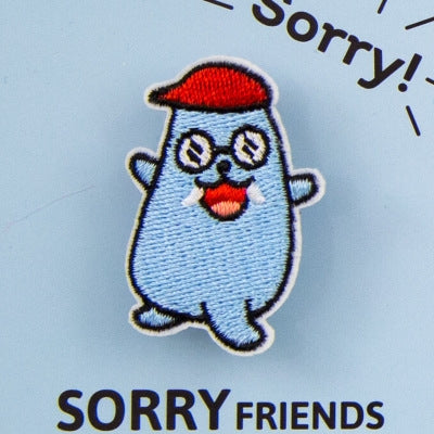 Sorry Friends Blue Seal Embroidery Brooch By Bentoy