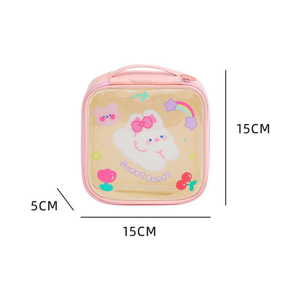 Animal [ White Bunny ] Square Box Makeup Pouch [ Colour Transfer Stains ]