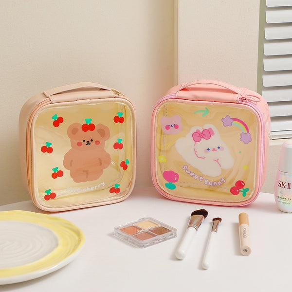 Animal [ White Bunny ] Square Box Makeup Pouch [ Colour Transfer Stains ]