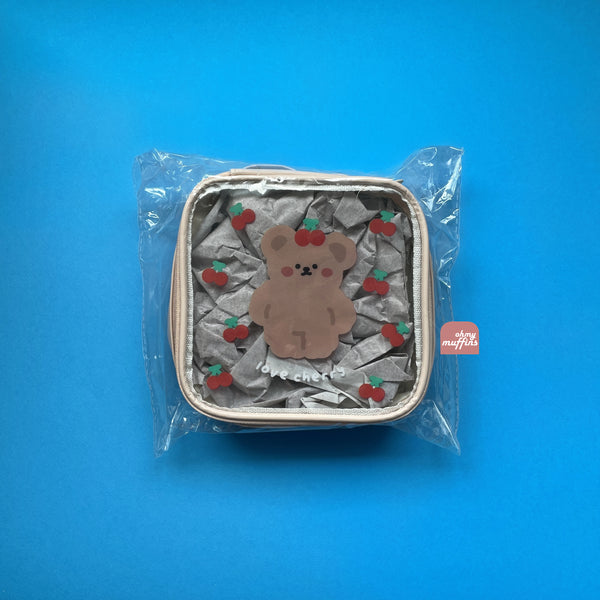 Animal [ Brown Bear ] Square Box Makeup Pouch