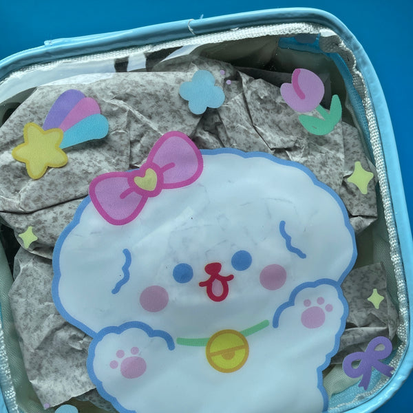 Animal [ White Dog ] Square Box Makeup Pouch [ Colour Transfer Stains ]