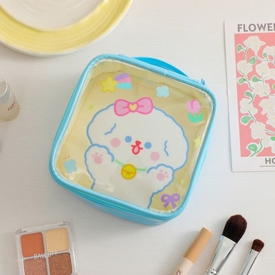 Animal [ White Dog ] Square Box Makeup Pouch [ Colour Transfer Stains ]