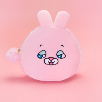 Squint Eyes Pink Rabbit Animal Pouch By Bentoy