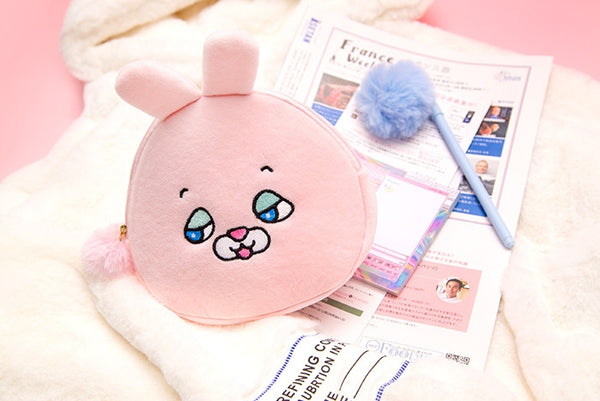 Pink Rabbit Squint Eyes Animal Pouch By Bentoy