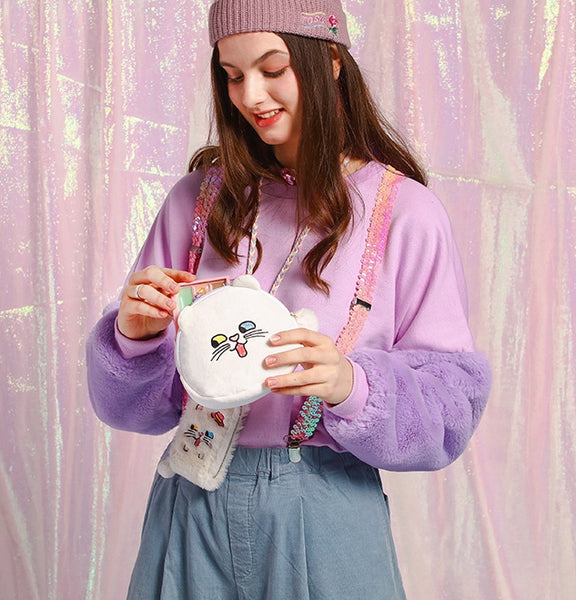 Squint Eyes White Cat Pouch By Bentoy