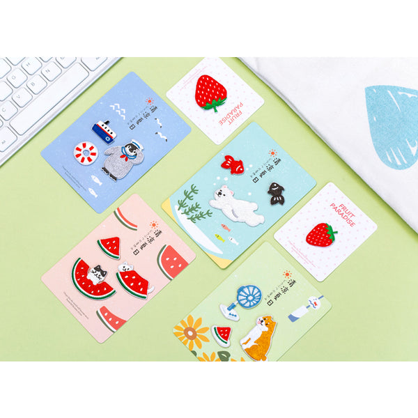Summer Animal [Polar Bear Fishes] Embroidered Sticker Patch