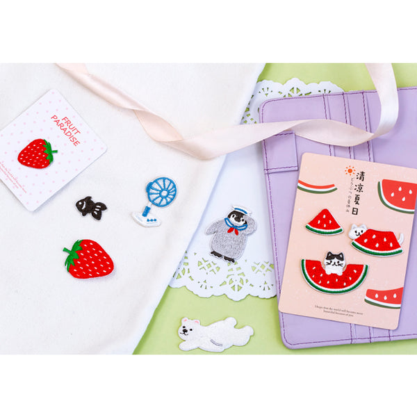 Summer Animal [Cat Watermelon] Embroidered Sticker Patch