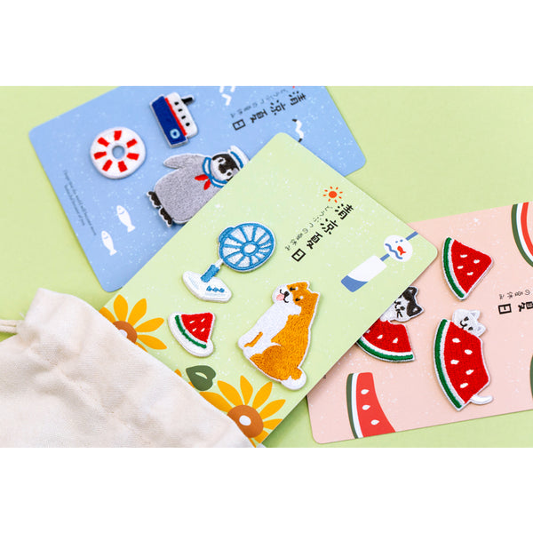 Summer Animal [ Shiba Inu Fan ] Embroidered Sticker Patch