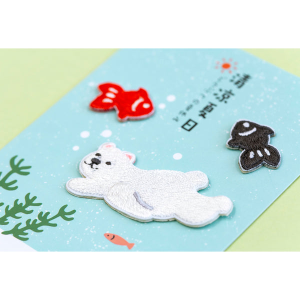 Summer Animal [Polar Bear Fishes] Embroidered Sticker Patch