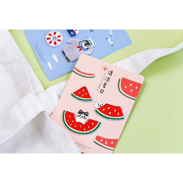 Summer Animal [Cat Watermelon] Embroidered Sticker Patch