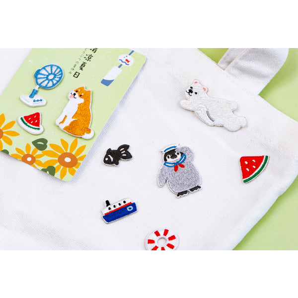 Summer Animal [ Penguin Sail ] Embroidered Sticker Patch