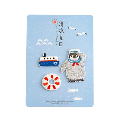 Summer Animal [Penguin Sail] Embroidered Sticker Patch
