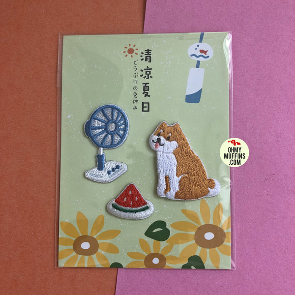 Summer Animal [ Shiba Inu Fan ] Embroidered Sticker Patch