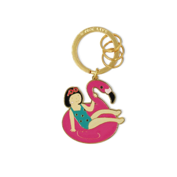 Summer Holiday [Girl On Flamingo] Key Chain By U-Pick