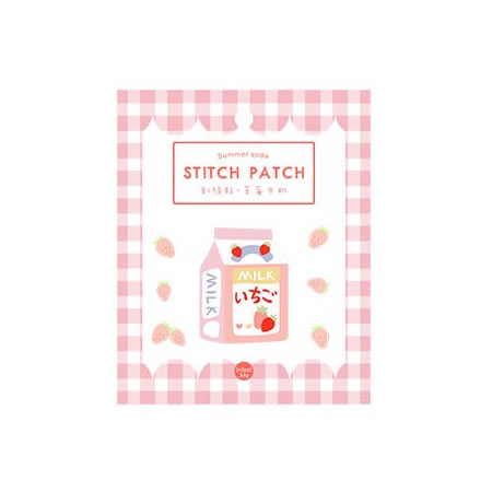 Summer Soda Strawberry Milk Embroidered Sticker Patch