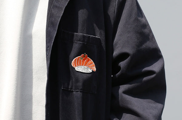 Sushi [Salmon Nigiri] Embroidered Sticker Patch