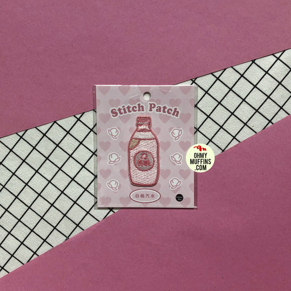 Sweet Sweet White Peach Soda Embroidered Sticker Patch