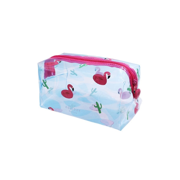 Summer Friends Transparent Box Pouch By U-Pick Flamingo Cactus