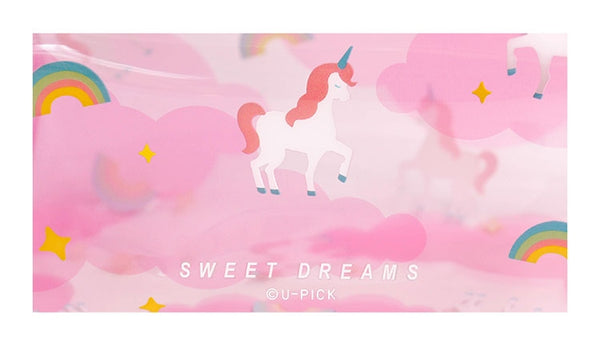 Summer Friends Transparent Box Pouch By U-Pick Unicorn Rainbow