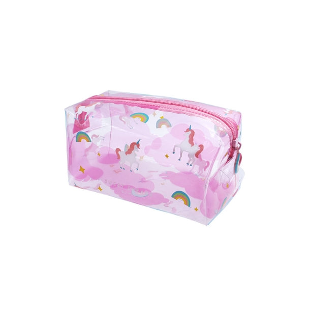 Summer Friends Transparent Box Pouch By U-Pick Unicorn Rainbow