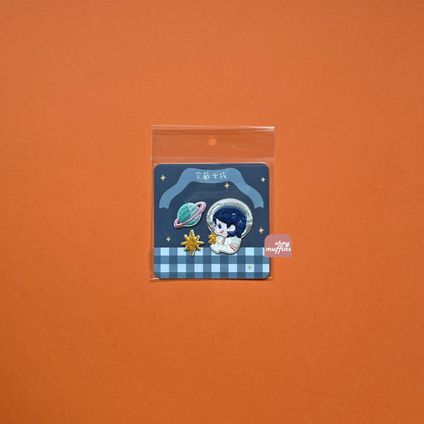 Treasure Girl [ Baby Astronaut ] Embroidered Sticker & Iron-On Patch