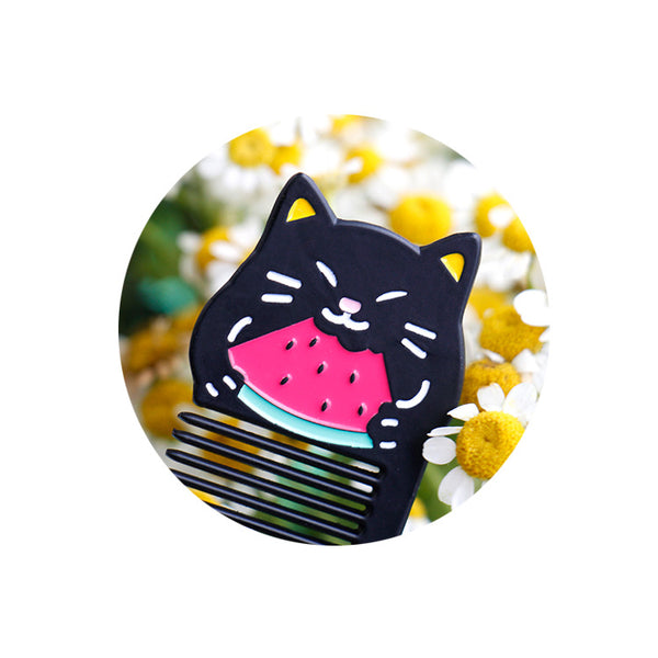 Small Pocket [Black Cat] Animal Melon Comb By U-Pick