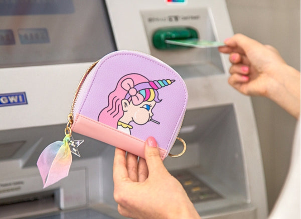 Half Moon Unicorn Girl Card Pouch By Bentoy