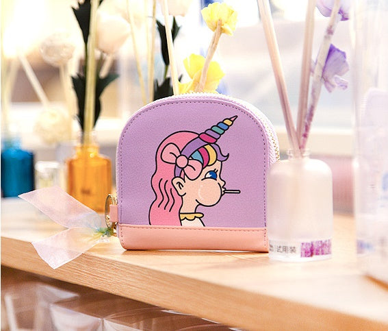 Half Moon Unicorn Girl Card Pouch By Bentoy