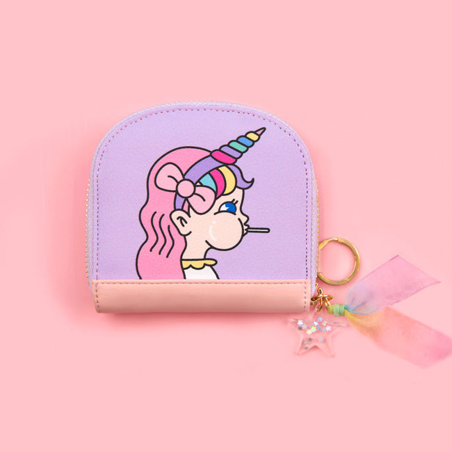 Half Moon Unicorn Girl Card Pouch By Bentoy