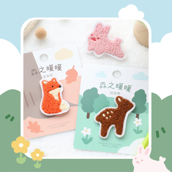 Warm Forest [Fox] Plush Embroidered Sticker & Iron-On Patch