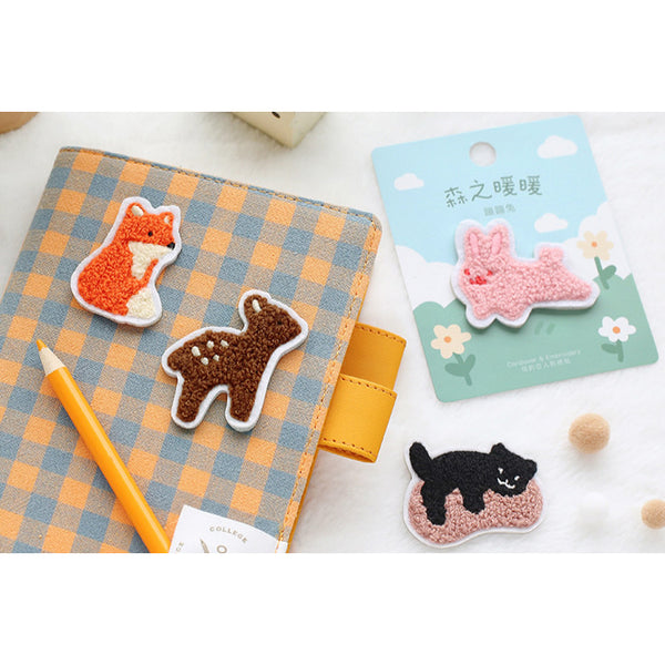 Warm Forest [Rabbit] Plush Embroidered Sticker & Iron-On Patch