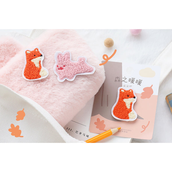 Warm Forest [Rabbit] Plush Embroidered Sticker & Iron-On Patch